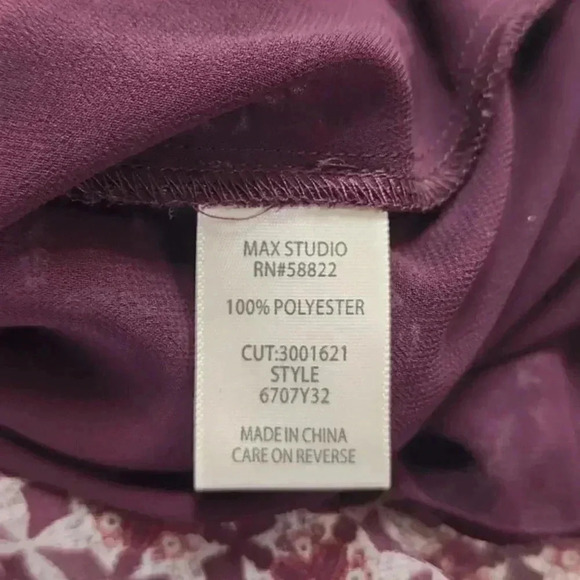 Max Studio Crew Neck‎ Bell Sleeve Geometric Print Chiffon S - Picture 8 of 10